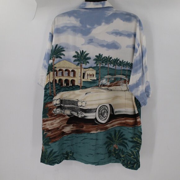 Tori Richard Hawaiian Shirt Mens XL Classic Car Palm Trees Tropical Rayon camp - Picture 7 of 11